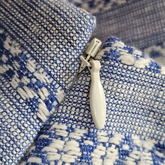 Ann Taylor LOFT Skirt Women’s Sz 10 Blue White Overlay Fringe Cotton Lined Boho - Picture 8 of 10